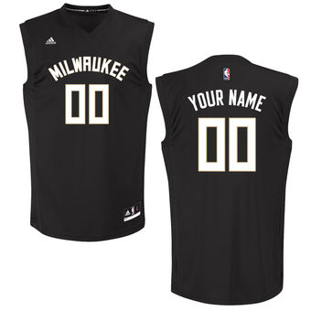 Men's Milwaukee Bucks adidas Black Custom Chase Jersey