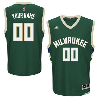 Men's Milwaukee Bucks adidas Hunter Green Custom Road Replica Jersey