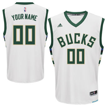 Men's Milwaukee Bucks adidas White Custom Home Replica Jersey