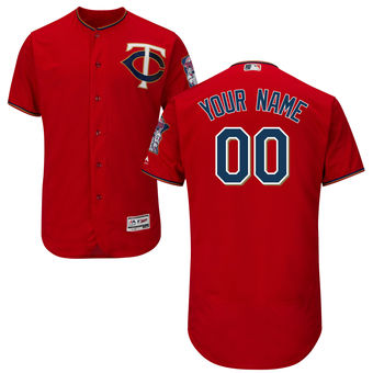 Men's Minnesota Twins Majestic Alternate Scarlet FlexBase Authentic Collection Custom Jersey