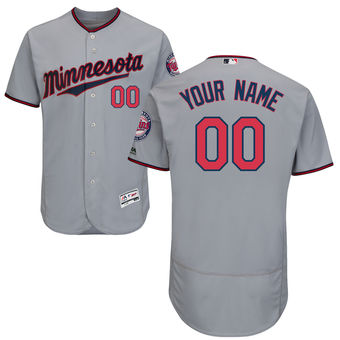 Men's Minnesota Twins Majestic Road Gray FlexBase Authentic Collection Custom Jersey