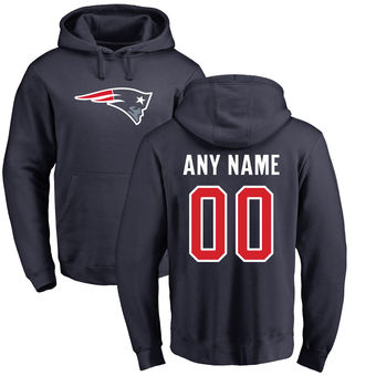 Men's New England Patriots Pro Line Navy Any Name & Number Logo Personalized Pullover Hoodie