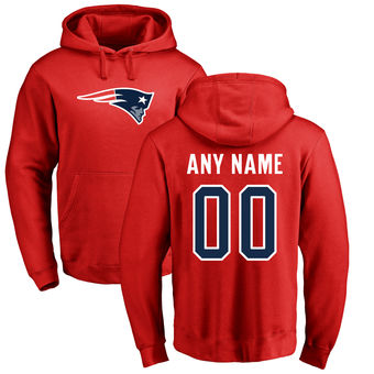 Men's New England Patriots Pro Line Red Personalized Name & Number Logo Pullover Hoodie