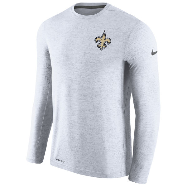 Men's New Orleans Saints Nike White Coaches Long Sleeve Performance T-Shirt Men's New Orleans Saints Nike White Coaches Long Sleeve Performance T-Shirt