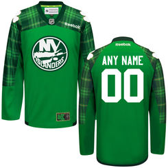 Men's New York Islanders Reebok Green St. Patrick's Day Replica Custom Jersey
