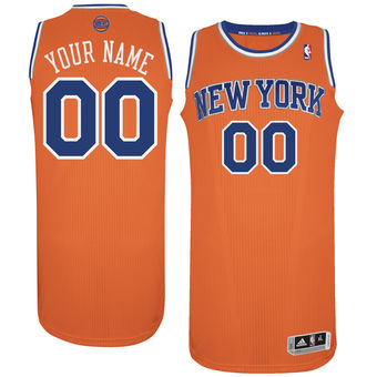 Men's New York Knicks Orange Custom Authentic Jersey