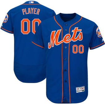 Men's New York Mets Majestic Royal Orange 2017 Alternate Authentic Collection FlexBase Custom Jersey