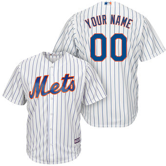 Men's New York Mets Majestic White Royal Home Cool Base Custom Jersey