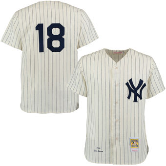 Men's New York Yankees Don Larsen Mitchell & Ness Cream Navy Throwback 1956 Authentic Jersey