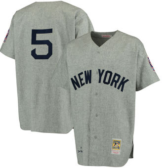 Men's New York Yankees Joe DiMaggio Mitchell & Ness Gray Cooperstown Collection Authentic Throwback Replica Jersey