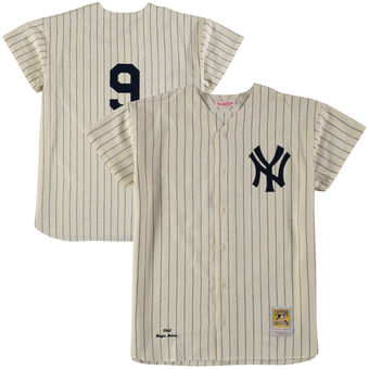 Men's New York Yankees Roger Maris Mitchell & Ness Cream Navy Throwback 1961 Authentic Jersey