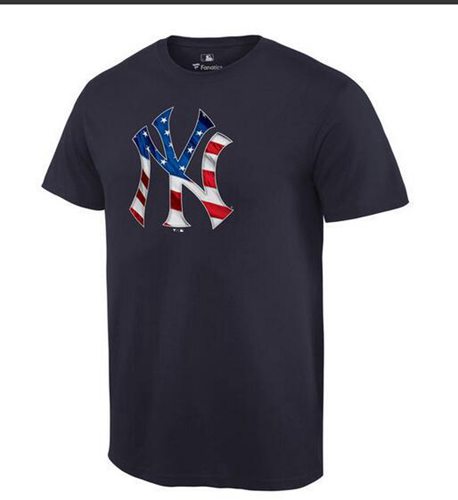 Men's New York Yankees USA Flag Fashion T-Shirt Navy Blue