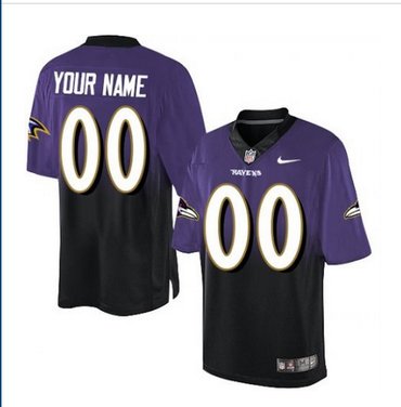 Men's Nike Baltimore Ravens Customized Elite PurpleBlack Fadeaway NFL Jersey