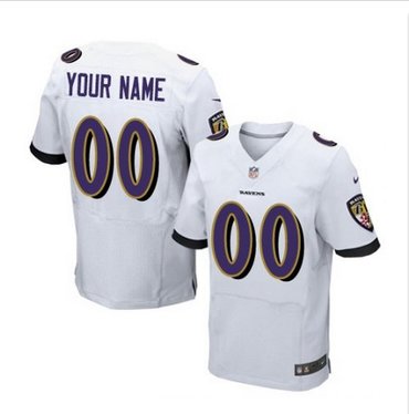 Men's Nike Baltimore Ravens Customized Elite White NFL Jersey