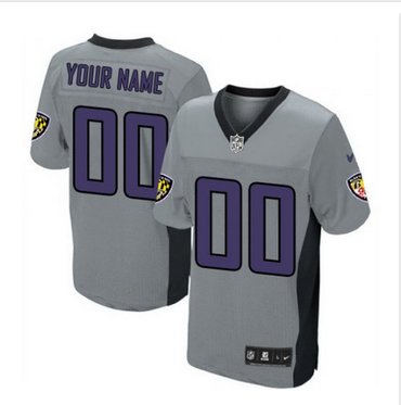 Men's Nike Baltimore Ravens Customized Limited Grey Shadow NFL Jersey