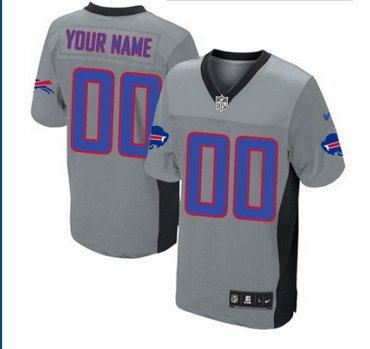 Men's Nike Buffalo Bills Customized Elite Grey Shadow NFL Jersey