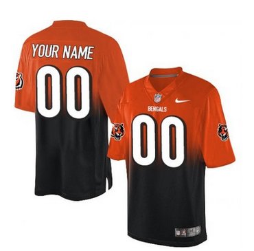 Men's Nike Cincinnati Bengals Customized Elite OrangeBlack Fadeaway NFL Jersey