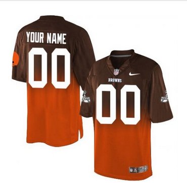 Men's Nike Cleveland Browns Customized Elite BrownOrange Fadeaway NFL Jersey