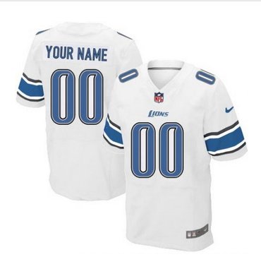 Men's Nike Detroit Lions Customized Elite White NFL Jersey