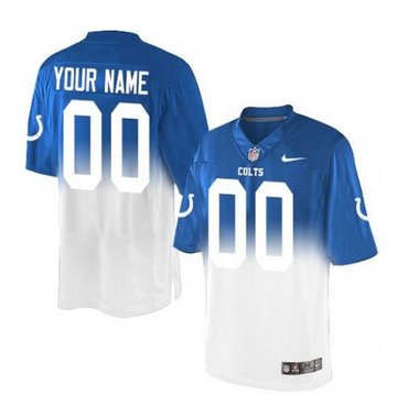 Men's Nike Indianapolis Colts Customized Elite Royal BlueWhite Fadeaway NFL Jersey