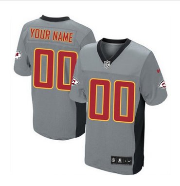 Men's Nike Kansas City Chiefs Customized Limited Grey Shadow NFL Jersey