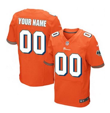 Men's Nike Miami Dolphins Customized Elite Orange Alternate NFL Jersey