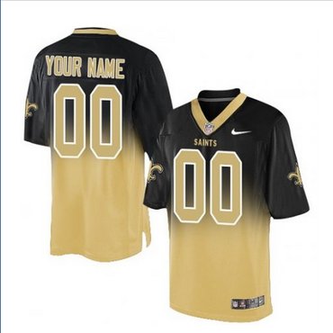 Men's Nike New Orleans Saints Customized Elite BlackGold Fadeaway NFL Jersey