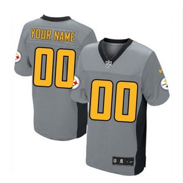 Men's Nike Pittsburgh Steelers Customized Elite Grey Shadow NFL Jersey