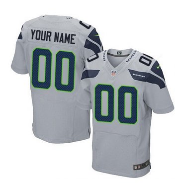 Men's Nike Seattle Seahawks Customized Elite Grey Alternate NFL Jersey