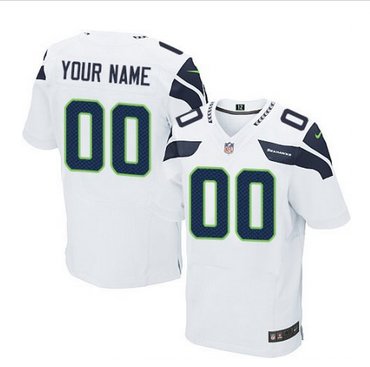 Men's Nike Seattle Seahawks Customized Elite White NFL Jersey