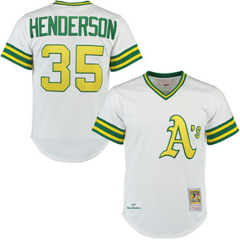 Men's Oakland Athletics Rickey Henderson Mitchell & Ness White Throwback Authentic Jersey