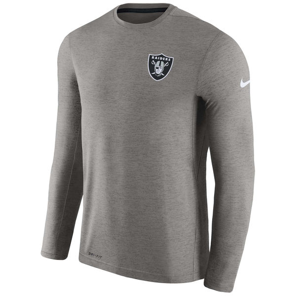 Men's Oakland Raiders Nike Charcoal Coaches Long Sleeve Performance T-Shirt Men's Oakland Raiders Nike Charcoal Coaches Long Sleeve Performance T-Shirt