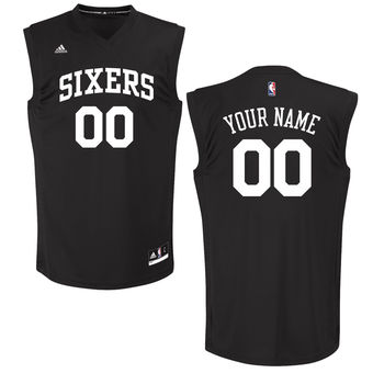 Men's Philadelphia 76ers adidas Black Custom Chase Jersey Men's Philadelphia 76ers adidas Black Custom Chase Jersey