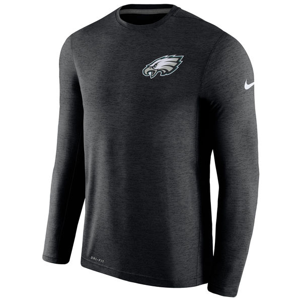 Men's Philadelphia Eagles Nike Black Coaches Long Sleeve Performance T-Shirt Men's Philadelphia Eagles Nike Black Coaches Long Sleeve Performance T-Shirt