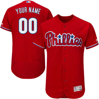 Men's Philadelphia Phillies Majestic Alternate Scarlet FlexBase Authentic Collection Custom Jersey