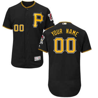 Men's Pittsburgh Pirates Majestic Alternate Black FlexBase Authentic Collection Custom Jersey