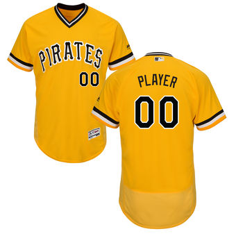 Men's Pittsburgh Pirates Majestic Alternate Gold FlexBase Authentic Collection Custom Jersey
