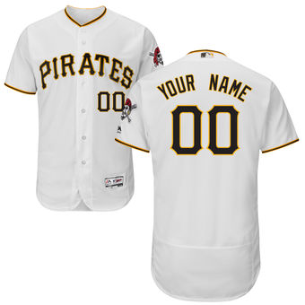 Men's Pittsburgh Pirates Majestic Home White FlexBase Authentic Collection Custom Jersey