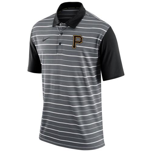 Men's Pittsburgh Pirates Nike Gray Dri-FIT Stripe Polo Men's Pittsburgh Pirates Nike Gray Dri-FIT Stripe Polo