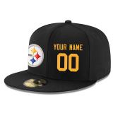 Men's Pittsburgh Steelers Black Custom On-Field 59FIFTY Structured Snapback Hat 1