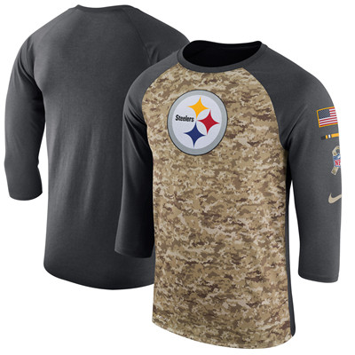 Men's Pittsburgh Steelers Nike Camo Anthracite Salute to Service Sideline Legend Performance Three-Quarter Sleeve T-Shirt Men's Pittsburgh Steelers Nike Camo Anthracite Salute to Service Sideline Legend Performance Three-Quarter Sleeve T-Shirt
