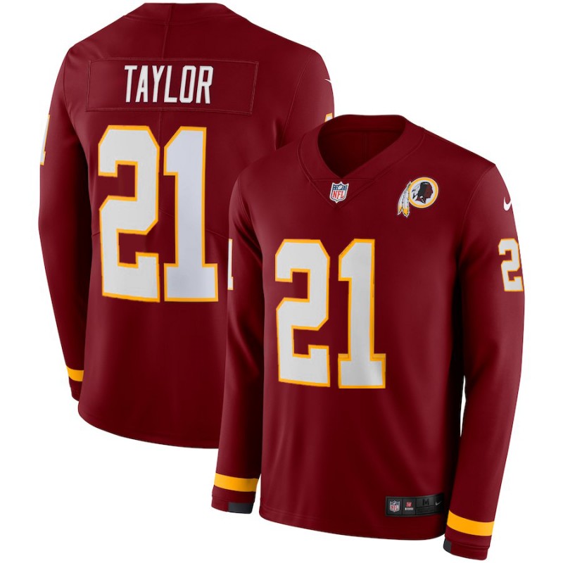 Men's Redskins #21 Sean Taylor Red Team Color Men's Stitched NFL Limited Therma Long Sleeve Jersey