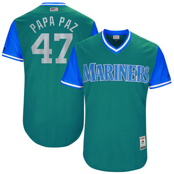Men's Seattle Mariners James Pazos Papa Paz Majestic Aqua 2017 Players Weekend Authentic Jersey Men's Seattle Mariners James Pazos Papa Paz Majestic Aqua 2017 Players Weekend Authentic Jersey