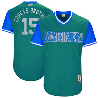 Men's Seattle Mariners Kyle Seager Corey's Brother Majestic Aqua 2017 Players Weekend Authentic Jersey Men's Seattle Mariners Kyle Seager Corey's Brother Majestic Aqua 2017 Players Weekend Authentic Jersey