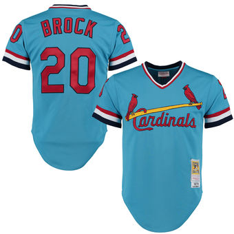 Men's St. Louis Cardinals Lou Brock Mitchell & Ness Light Blue 1979 Throwback Player Jersey
