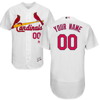 Men's St. Louis Cardinals Majestic Home White FlexBase Authentic Collection Custom Jersey