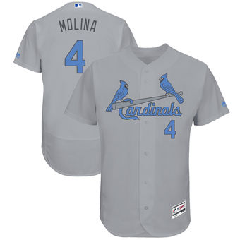 Men's St. Louis Cardinals Yadier Molina Majestic Gray Father's Day FlexBase Jersey Men's St. Louis Cardinals Yadier Molina Majestic Gray Father's Day FlexBase Jersey