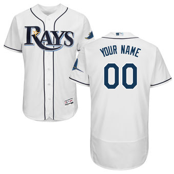 Men's Tampa Bay Rays Majestic Home White FlexBase Authentic Collection Custom Jersey