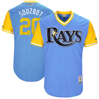 Men's Tampa Bay Rays Steven Souza Jr. Souzbot Majestic Light Blue 2017 Players Weekend Authentic Jersey Men's Tampa Bay Rays Steven Souza Jr. Souzbot Majestic Light Blue 2017 Players Weekend Authentic Jersey