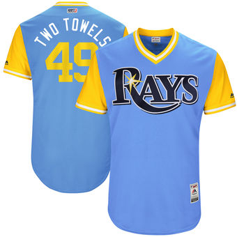 Men's Tampa Bay Rays Tommy Hunter Two Towels Majestic Light Blue 2017 Players Weekend Authentic Jersey Men's Tampa Bay Rays Tommy Hunter Two Towels Majestic Light Blue 2017 Players Weekend Authentic Jersey